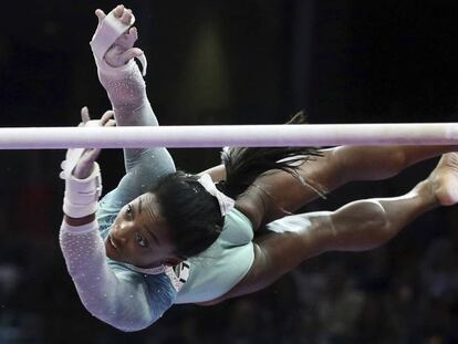 Simone Biles en los Campeonatos de Estados Unidos celebrados en Boston en agosto. 