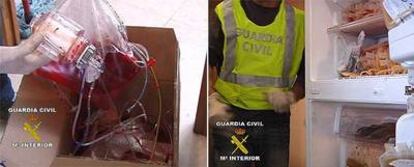 Bolsas de sangre requisadas por la Guardia Civil durante la Operación Puerto.