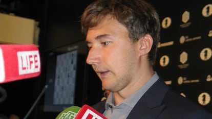 Serguéi Kariakin, en diciembre de 2016, durante el Mundial de Nueva York frente a Magnus Carlsen