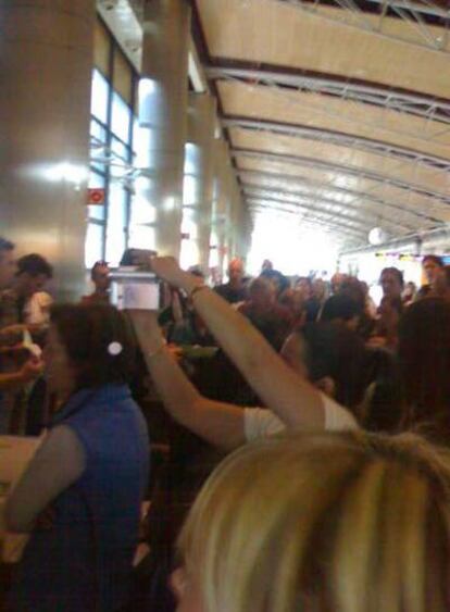 Imagen de la protesta en el aeropuerto