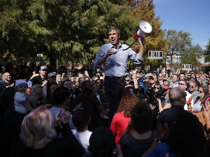 Beto O’Rourke, candidato demócrata en Texas, en un mitin de campaña en la localidad de Plano.