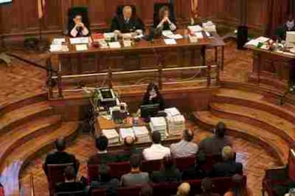Los trabajadores de Iberia, durante el juicio en la Audiencia de Barcelona