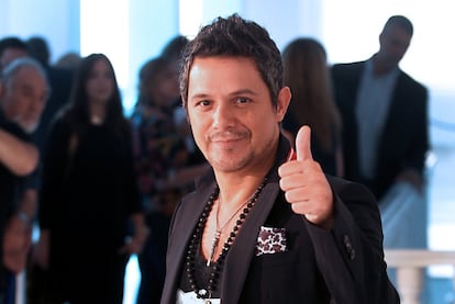 El cantante Alejandro Sanz durante la presenta de su disco 'La música no se toca', en 2012.