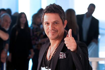 El cantante Alejandro Sanz durante la presenta de su disco 'La música no se toca', en 2012.