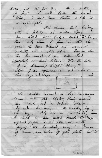 Una de las cartas que Roald Dahl envió a su madre.