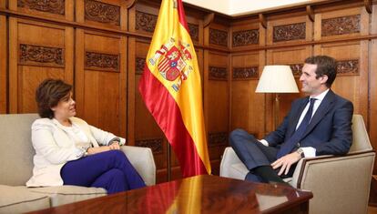 Santamaría y Casado, durante su entrevista en el Congreso.