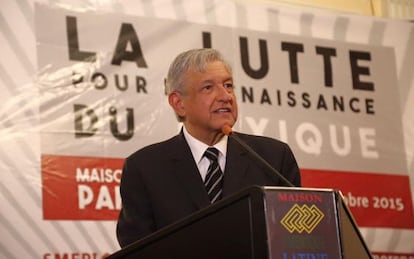 López Obrador, durante el evento en París.