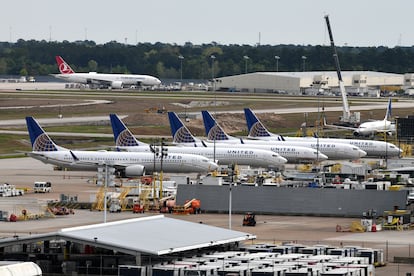 United Airlines planes, including a Boeing 737 MAX 9 model, are pictured at George Bush Intercontinental Airport in Houston, Texas, U.S., March 18, 2019.