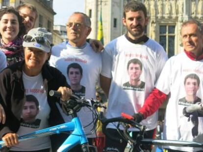 Participantes de la marcha ciclista para recabar pistas sobre la desaparición de Hodei Egiluz.