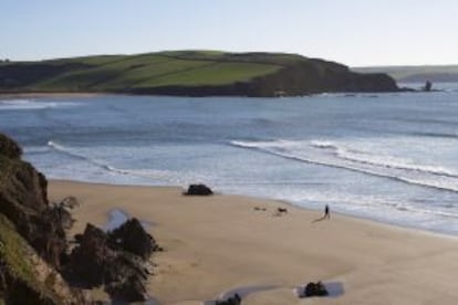 Paseo por la playa de Bantham, en Devon (Inglaterra).