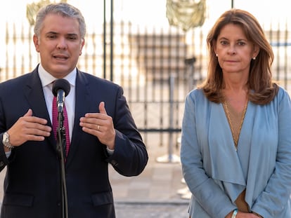 El presidente de Colombia, Iván Duque, junto a la vicepresidenta y canciller, Marta Lucía Ramírez, en una imagen del 19 de mayo de 2021.