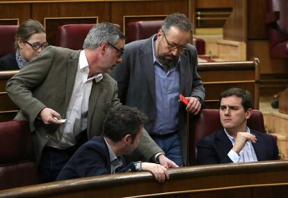 Jose Manuel Villegas, Guillermo Diaz, Juan Carlos Girauta y Albert Rivera, durante el pleno.