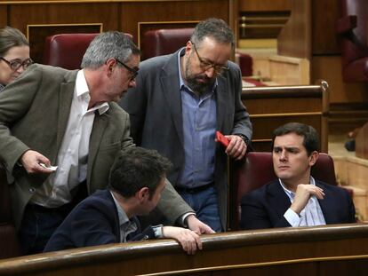 Jose Manuel Villegas, Guillermo Diaz, Juan Carlos Girauta y Albert Rivera, durante el pleno.