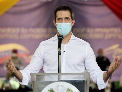 Juan Guaidó en una conferencia de prensa el lunes 7 de septiembre, en Caracas.