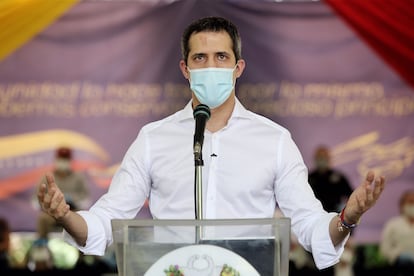 Juan Guaidó en una conferencia de prensa el lunes 7 de septiembre, en Caracas.