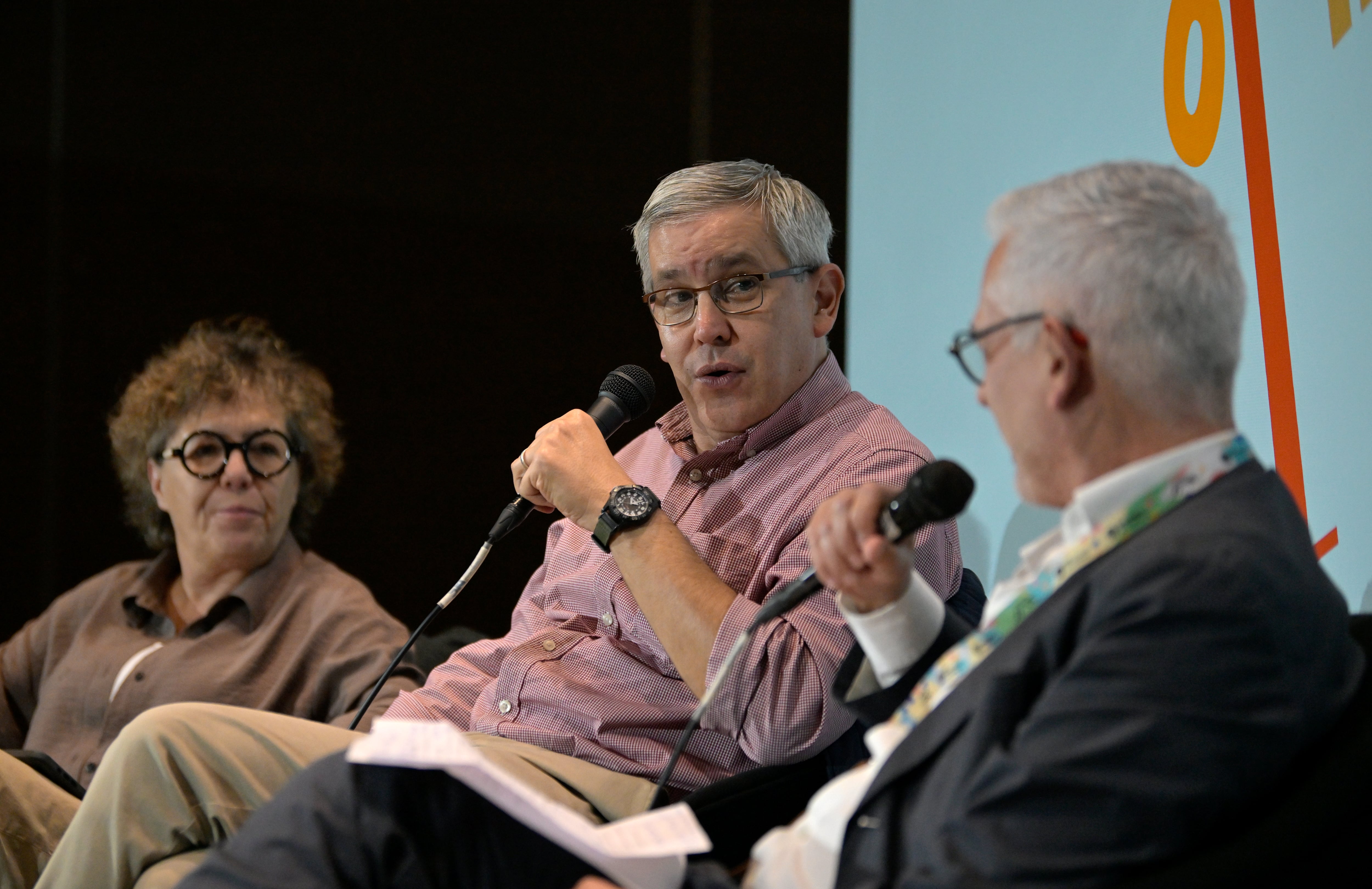 Javier Garza Ramos durante su participación en la Feria del Libro.