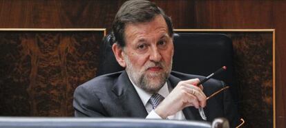 El presidente del Gobierno, Mariano Rajoy, durante el debate sobre el estado de la nación del pasado febrero.