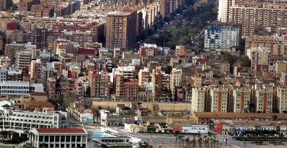 Vista a&eacute;rea del barrio valenciano de El Cabanyal.