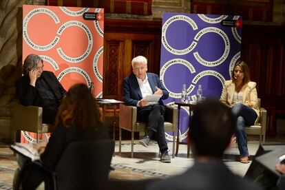 Marcé, Mascarell y Parera, durante la presentación del pacto por la cultura de Barcelona.