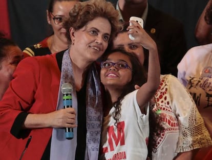 Dilma Rousseff em ato em S&atilde;o Paulo em 8 de julho.