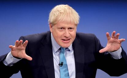 Boris Johnson, durante su discurso este miércoles en Mánchester.