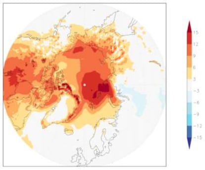 En los meses de noviembre y diciembre las temperaturas en grandes zonas del Ártico se han situado muy por encima de lo normal.