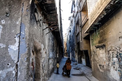 Una de las calles del campo de refugaidos de Yarmuk. 