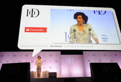 Ana Patricia Bot&iacute;n, consejera delegada del Santander UK, ofrece un discurso durante la convenci&oacute;n anual del Instituto de Directores en el Royal Albert Hall de Londres (Reino Unido). EFE/Archivo