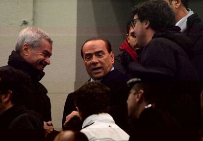 Silvio Berlusconi durante el partido entre el AC Milan y el Zenith St Petersburg.