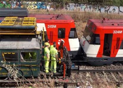 Imagen de los trenes tras la colisión.