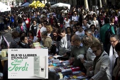<p>Per la diada de Sant Jordi us vam presentar els <a href="http://cat.elpais.com/especials/2015/llibres-per-sant-jordi/" target="_blank">deu llibres recomanats per elpais.cat</a>. Vam explicar-vos l'evolució de la jornada minut a minut i en l'edició especial del <a href="http://cat.elpais.com/seccion/quadern" target="_blank">'Quadern' </a>us vam proposar una gran quantitat de títols de tots els gèneres. </p> <p><a href="http://cat.elpais.com/cat/2015/04/22/cultura/1429703783_384225.html" target="_blank">Anatomia del present</a> (Narrativa catalana)<br /><br /><a href="http://cat.elpais.com/cat/2015/04/22/cultura/1429696759_741372.html" target="_blank">Versos lliures, sempre</a> (Poesia)<br /><br /><a href="http://cat.elpais.com/cat/2015/04/22/cultura/1429687715_427818.html" target="_blank">Vinyetes per entrar arreu</a> (Infantil / còmic)<br /><br /><a href="http://cat.elpais.com/cat/2015/04/21/cultura/1429647693_978079.html" target="_blank">Guerra de detalls</a> (Història)</p>