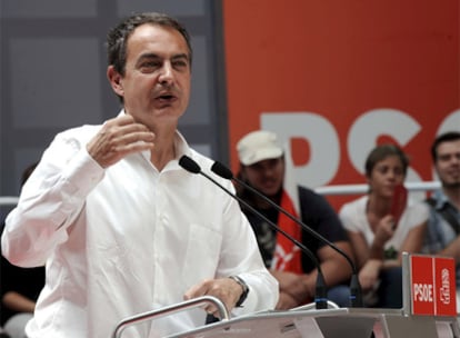 El presidente del Gobierno, José Luis Rodriguez Zapatero, en su intervención en Albacete.