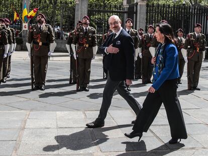 La ministra de Defensa, Margarita Robles, recibía este miércoles a su homólogo ucranio, Oleksii Reznikov, en el Ministerio de Defensa en Madrid.