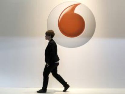 Logo de Vodafone en el Mobile World Congress de Barcelona.