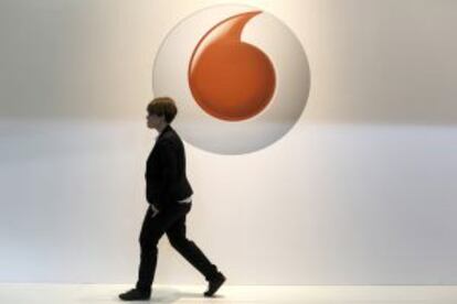 Logo de Vodafone en el Mobile World Congress de Barcelona.