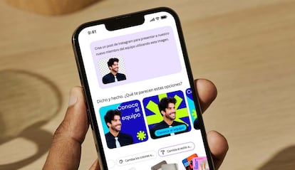 Uso de la plataforma Canva IA en un móvil