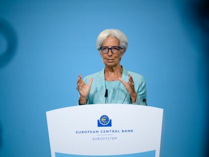La presidenta del Banco Central Europeo, Christine Lagarde, en la rueda de prensa tras el último Consejo de Gobierno del organismo este noviembre.