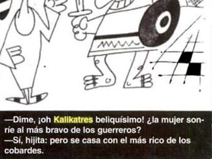 Una viñeta de Ángel Menéndez,<i> Kalikatres</i> (abajo), en <i>La Codorniz.</i>