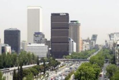 Torre de BBVA en el distrito financiero de Madrid