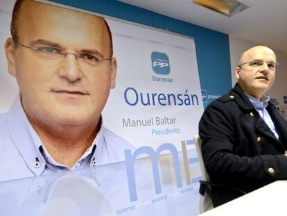 El presidente de la Diputaci&oacute;n de Ourense Jos&eacute; Manuel Baltar en la rueda de prensa en la que ha presentado su candidatura