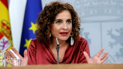 La portavoz del Gobierno, María Jesús Montero tras el Consejo de Ministros. 