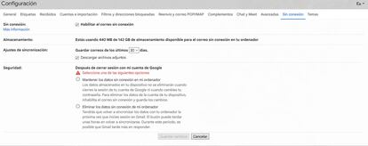 Todas las opciones de Gmail sin conexión