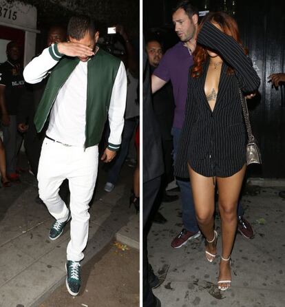 Benzema y Rihanna a la salida del club Hooray Henry's de Los Ángeles.