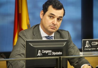 El presidente de RTVE Leopoldo González-Echenique durante la comisión.