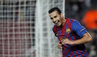 Pedro celebra la consecución de un gol.