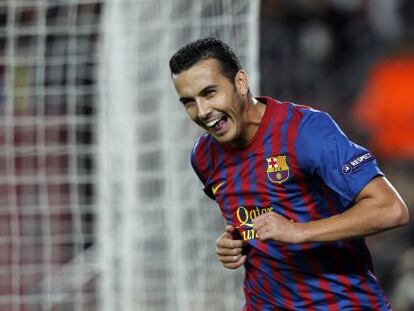 Pedro celebra la consecución de un gol.
