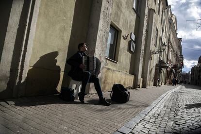 A street musician in Vilnius. Lithuania decriminalized homosexuality in 1993, just two years after the collapse of the Soviet Union.