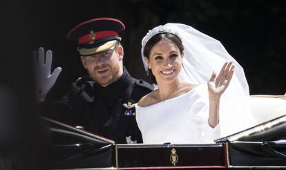 Los duques de Sussex, en el día de su boda, el 19 de mayo de 2018 en Windsor.