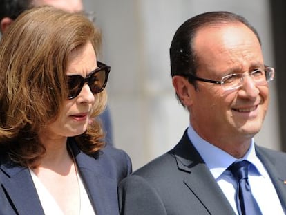 El presidente de Francia Fran&ccedil;ois Hollande y la primera dama Val&eacute;rie Trierweiler.
 