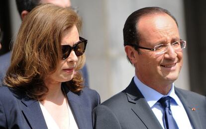 El presidente de Francia Fran&ccedil;ois Hollande y la primera dama Val&eacute;rie Trierweiler.
 